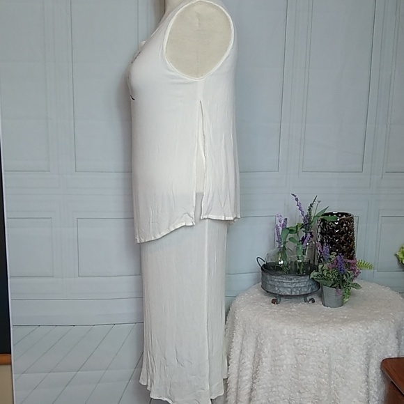 WHITE & Grey Art to Wear Summer Column Dress Size Large - Cheryl Lynn - Picture 2 of 8